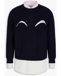 Maison Margiela - Layered Striped Cotton And Ribbed-knit Sweater - Lyst