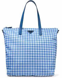 prada nylon tote bag with leather trim