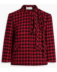 RED Valentino - Bow-detailed Gingham Wool-blend Jacket - Lyst