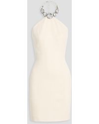 Area - Crystal-Embellished Wool-Twill Halterneck Mini Dress - Lyst