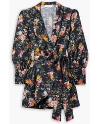 Zimmermann - Floral-print Linen Mini Wrap Dress - Lyst