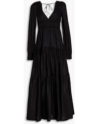 Three Graces London - Theodora Gathered Cotton Maxi Dress - Lyst