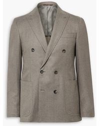 Canali - Kei Slim-Fit Double-Breasted Wool-Flannel Suit Jacket - Lyst