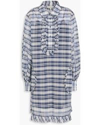 Lee Mathews - Paley hemdkleid in minilänge aus einer baumwoll-seidenmischung mit rüschen und karomuster - Lyst