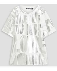 Dolce & Gabbana - T-shirt aus baumwoll-jersey mit print in metallic-optik - Lyst
