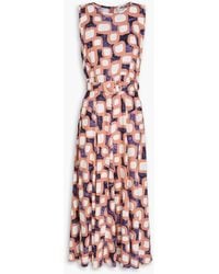 Diane von Furstenberg - Elliot Belted Printed Woven Midi Dress - Lyst