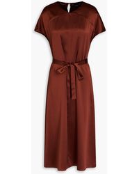 JOSEPH - Dauphine Belted Silk-satin Midi Dress - Lyst
