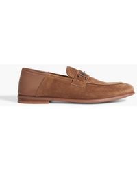 Dunhill - Chiltern Embellished Suede And Leather Loafers - Lyst