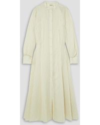 KHAITE - Waylon Oversized Pleated Striped Wool, Silk And Cotton-blend Shirt Dress - Lyst