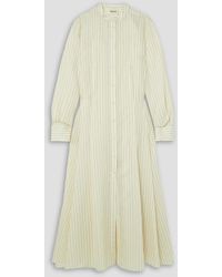 Khaite - Waylon Oversized Pleated Striped Wool, Silk And Cotton-blend Shirt Dress - Lyst