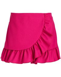 RED Valentino - Skirt-Effect Ruffled Drill Shorts - Lyst