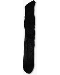 Rick Owens - Lido drapierte robe aus baumwoll-jersey mit asymmetrischer schulterpartie - Lyst