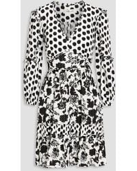 Diane von Furstenberg - Kourtney Ruffle-trimmed Printed Cotton-jacquard Mini Dress - Lyst