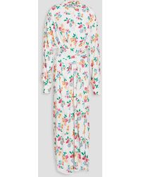 MSGM - Belted Floral-print Crepe Midi Dress - Lyst