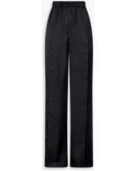 Tom Ford - Leather-Trimmed Silk-Twill Wide-Leg Pants - Lyst