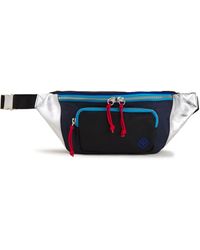 Sandro Color-block Leather And Shell Belt Bag Black