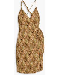 Nanushka - Paisley-print Crepe Mini Wrap Dress - Lyst