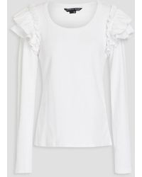 Veronica Beard - Avendon Ruffled Ribbed Stretch-cotton Jersey Top - Lyst