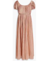Tory Burch - Pleated Printed Cotton And Silk-blend Voile Midi Dress - Lyst