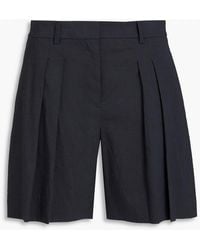 Theory - Pleated Linen-Blend Shorts - Lyst