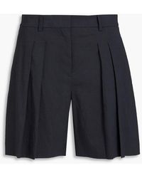 Theory - Pleated Linen-Blend Shorts - Lyst