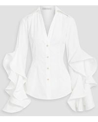 Palmer//Harding - Prosper Ruffled Cotton-jacquard Shirt - Lyst