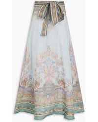 Zimmermann - Maxirock aus einer leinen-seidenmischung mit paisley-print - Lyst