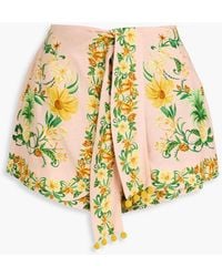 FARM Rio - Layered Floral-print Linen-blend Shorts - Lyst