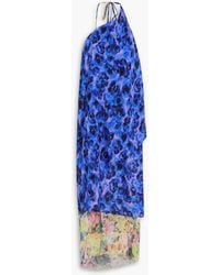 Dries Van Noten - One-shoulder Draped Floral-print Crepe De Chine And Georgette Midi Dress - Lyst