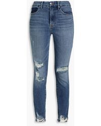 GOOD AMERICAN - Good Waist Cropped Distressed High-rise Skinny Jeans - Lyst