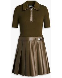 Jonathan Simkhai - Pleated Ribbed Knit-Paneled Mini Dress - Lyst