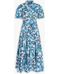 Diane von Furstenberg - Queena hemdkleid aus popeline aus einer baumwollmischung mit floralem print in midilänge - Lyst