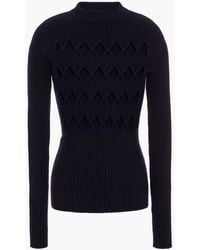 Victoria Beckham - Cutout Ribbed-knit Wool-blend Sweater - Lyst