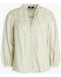 PAIGE - Arlette Ruffled Printed Cotton-Blend Blouse - Lyst