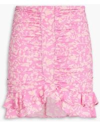 Isabel Marant - Milendi Ruched Printed Stretch-Silk Mini Skirt - Lyst