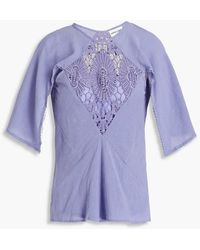 Antik Batik - Sola Guipure Lace-paneled Cotton-gauze Top - Lyst