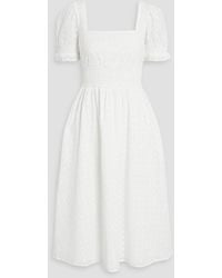 HVN - Holland Broderie Anglaise Cotton Midi Dress - Lyst