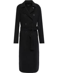 Maje Double-breasted Wool-blend Coat Black