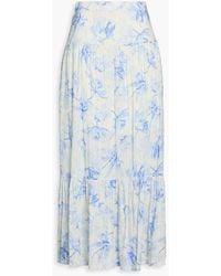 Maje - Floral-Print Linen-Blend Maxi Skirt - Lyst