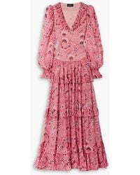Etro - Ruffled Paisley-Print Silk-Crepon Maxi Dress - Lyst
