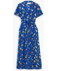 HVN - Long Maria Printed Silk Crepe De Chine Midi Shirt Dress - Lyst
