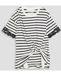 3.1 Phillip Lim - Lace-trimmed Striped Cotton-jersey T-shirt - Lyst