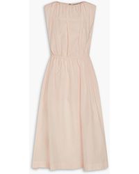Loulou de Saison - Aphrodite Gathered Cotton And Silk-Blend Midi Dress - Lyst