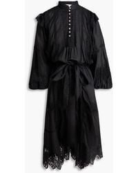Zimmermann - Lace-Trimmed Ruffled Ramie Midi Dress - Lyst