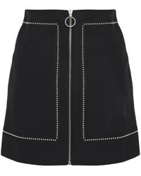 Maje Studded Zip-detailed Woven Mini Skirt Black