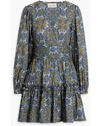 Cara Cara - Harper Gathered Printed Cotton Mini Dress - Lyst