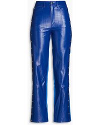 ROTATE BIRGER CHRISTENSEN - Snap-detailed Two-tone Faux Eel-effect Leather Straight-leg Pants - Lyst