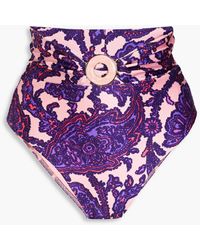 Zimmermann - tiggy Embellished Paisley-print High-rise Bikini Briefs - Lyst