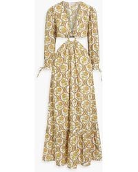 Antik Batik - Tanissa Cutout Floral-print Cotton-georgette Maxi Dress - Lyst