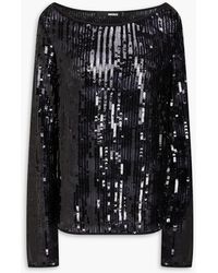 ROTATE BIRGER CHRISTENSEN - Off-the-shoulder Sequined Stretch-mesh Top - Lyst